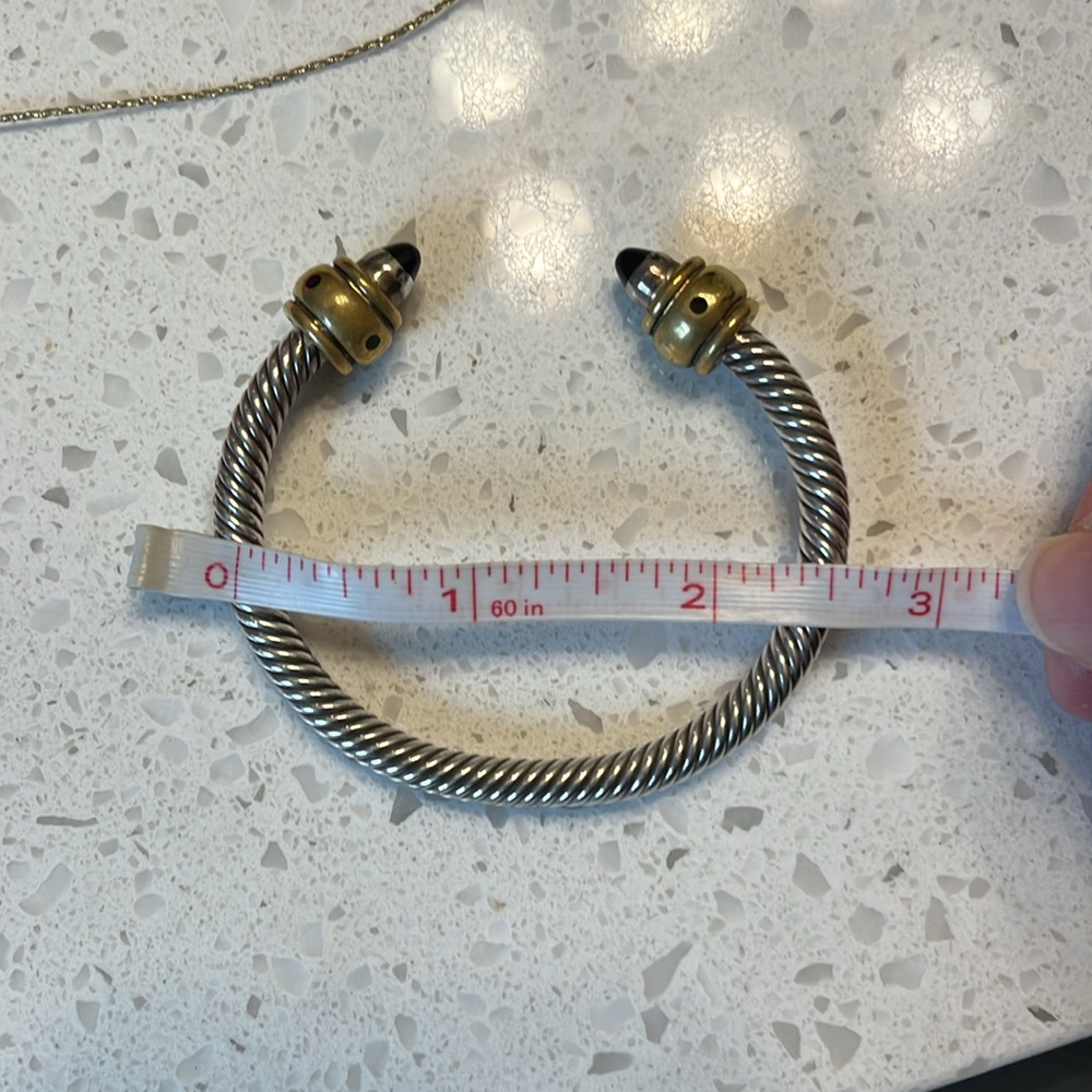 Taxco Silver and Gold Twisted Cuff with Black Accents - Picture 6 of 7